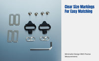 Cycling Cleat, Universal Bike Pedal Plate for Road and Trail, SPD Compatible, Metal, Complete Installation Kit