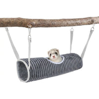 Winter-Grade Fleece Hamster Tunnel and Hamster Bed, Machine Washable Bed for Ferrets and Sugar Gliders, Hanging Cylinder Cage Tunnel with Hooks