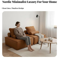 Nordic aesthetic sectional Block Couch Light Luxury Sectional Seating Minimalist Aesthetic Lounge Sofa Deep Seat for Apartment Dwellers, Design aficionados, Interior Designers, Living Room, Open-Plan Space, Showroom, Bedroom