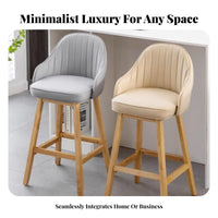 Modern Design Upholstered High Stool with Backrest Minimalist Design Counter Chair Padded Seat Household Furniture Footrest for Bar Owners, Homeowners, Adults, Kitchen Island, Cafe, Restaurant, Reception Area