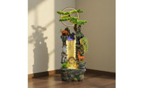 1 Piece Chinese Rockery Water Feature Indoor Fountain Mist Water Wheel Sculpture LED Lighting Tranquil Fog-generating Pump Suitable for Balcony Meditation Room Living Room Home Decoration
