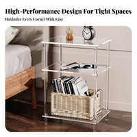 Space-Saving Clear C-Shaped Table Minimalist Design Transparent C-Table multipurpose Use Indoor Furnishing Modern Look for Apartment Dwellers, Minimalists, Living Room, Small Spaces, Bedroom, Home Office