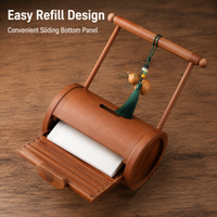 Bamboo Tissue Box Holder, Rectangular Tissue Box Cover 20x12x10cm, Decorative Ornament for Living Room, Pull-Out Tissues