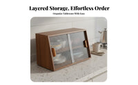 Minimalist Design Japanese Design Kitchen Organizer Freestanding Kitchen Cabinet with Sliding Glass Doors Dust-Proof Sliding Door Cup Cabinet Versatile for Homeowners, Students, Office Workers, Tabletop, Dining Room, Coffee Bar, Bathroom