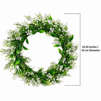 Artificial Spring Door Wreath, 42cm Baby's Breath Wreath, Wall Hanging for Front Door, 280g Synthetic Floral Decor