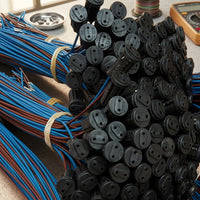 Wire Connector with Bakelite Lamp Holder for 4mm Bi-Pin Base, High Temperature PTFE Insulation with 20cm Length, Blue and Brown DIY Lighting Kit