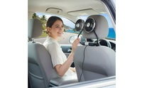 Easy Installation Double Head Car Fan Adjustable Angle Car Seat Headrest Fan 360° Rotatable Independent Controls for Children, Babies, Trucks, SUVs, Summer Travel, Road Trips
