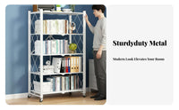Foldable Rolling Shelving Single Unit No Assembly Required 5-Tier Foldable Trolley Large Capacity Storage Rack for Apartment Dwellers, Downice Workers