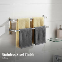 Drillno-Drill Installation Extendable 3-Bar Wall Rack Rust-Resistant 3-Tier Towel Rack with Bar Easy to Install Bathroom Organizer Space-Saving for Apartment Dwellers, Dorm Residents, Washroom, Laundry Room, Kitchen, Spa
