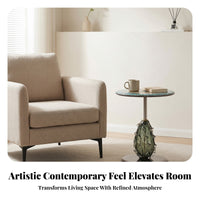 Glass Side Circular Table topsShaped Glass Table Textured for Living Room