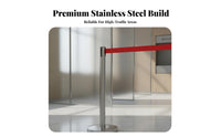 Retractable Belt Stanchion Heavy-Duty Base Retractable Belt Barrier Sturdy Construction Stainless Steel Queue Pole for Airports, Hotels, Retail Stores