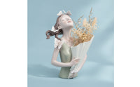 Elegant Floral Maiden Statue Figurine Elegant Girl Statue with Bouquet Tabletop Decorative Sculpture for Homeowners, Bookshelf