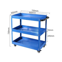 Compact 3-Tier Tool Cart with Pegboard Sturdy Rolling Tool Cart Secure Rolling Workshop Organizer with Hooks Wear-Resistant for Garage, Repair Shop
