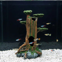Realistic Driftwood Aquarium Cave Aquatic Tank Decorations, Hollow Tree Trunk Hideout Aquarium Ornaments, Breeding Nest for Aquatic and Reptile