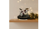 Holiday Gift Acrylic Drum Kit Model Music Themed 2D Acrylic Drummer Ornament Collectible 2D Drum Set Ornament Exquisitely Crafted for Drummers, Musicians, Office Desk, Bookshelf
