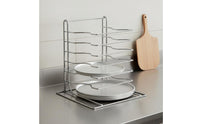 Multi-Tier Pizza Rack Space Saving Pizza Pan Stacking Rack Metal Kitchen Storage for Pizzerias, Restaurants