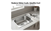 Single Bowl Kitchen Sink Wear-Resistant Top-Mount Kitchen Sink Includes Strainer Metal Washing Basin for Homeowners, Landlords, Farmhouse, Basement