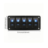Rocker Switch Panel Automotive-Style Switch Panel with Blue LED Slim for DIYers, Dashboard, off-Road Vehicle