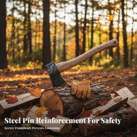 Hardened Blade Splitting Axe Hardwood Handle Firewood Axe Blade Outdoor Tool Long-Lasting Construction for Woodworkers, Homeowners, Gardeners