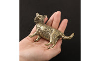 Tea Pet Distressed Desktop Ornament Textured Brass Figurine for Shelf