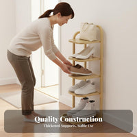Space-Saving Vertical Shoe Rack Stable Construction Narrow Shoe Shelving Unit Easy Reach Slim Corner Shelving Unit Shelf Holds Taller Shoes for Students, Apartment Dwellers, Homeowners, Entryway, Hallway, Balcony, Dorm Room