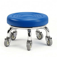Upholstered Low Stool Compact Rolling Stool Comfortable Rolling Seat Soft for Pedicurists, Stylists, Salon, Workspace, Home Office