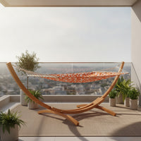Wooden Swing Bed with Stand Curved Freestanding Swing Bed Outdoor Furniture Stable for Adults, Patio, Garden, Backyard