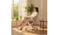 Upholstered Desk Chair Padded Height-Adjustable Computer Chair Rolling Furniture for Telecommuters, Students, Study, Bedroom, Dorm Room