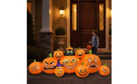 Built-in LED Lights Inflatable Cat with Pumpkins Easy to Inflate Halloween Inflatable Bright Halloween Inflatable Decoration Waterproof for Yard