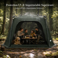 Mosqi Octagonal Portable Folding Camping Gazebo Tent for Family Outdoor Activities, Double-Layer Rainproof