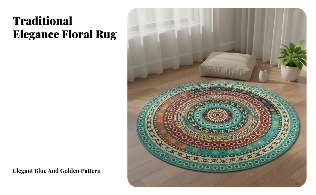 Mandala Circle Carpet Washable Round Mandala Rug Easy to Clean Circular Meditation Mat for Meditators, Spiritual Individuals, Bedroom, Hallway, Office