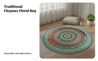 Mandala Circle Carpet Washable Round Mandala Rug Easy to Clean Circular Meditation Mat for Meditators, Spiritual Individuals, Bedroom, Hallway, Office