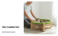 Wooden Cat Scratcher Bed Multi-Functional Wooden Cat Hammock Breathable Sisal Scratching Bed for Kittens, Small Dogs, Summer