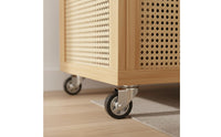 Mobile Wardrobe with Rattan Bin Large Capacity Rolling Clothes Rack with Storage Nordic Style Freestanding Closet Organizer on Wheels for Dorm Room