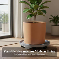 Flower Pot Tray with Wheels Water Storage Wheeled Planter Saucer Thickened Material Potted Plant Roller Base for Gardeners, Homeowners, Balcony, Patio
