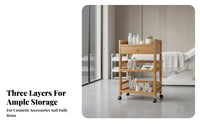 Salon Utility Cart Easy to Move Mobile Storage Rack on Wheels 3-Tier Rolling Cart Space-Saving Mobile Storage Organizer