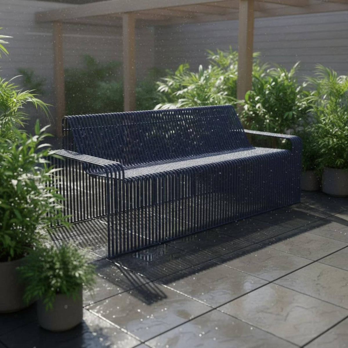 Metal Patio Furniture Set Waterproof Industrial Design Garden Furniture Outdoor Sectional Sofa for Sunroom, Courtyard, Balcony