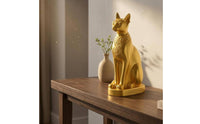 Upright Seated Egyptian Cat Desk Decor Carved Details Resin Cat Figurine Tabletop Desk Decoration Small for Desktop, Entryway