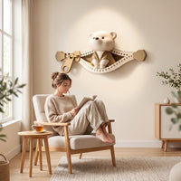 Sculpted Teddy Bear Wall Plaque Playful Bear Wall Decor Sturdy Unique for Baby, Kids, Nursery, Playroom