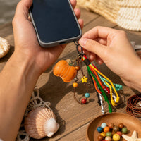 Creative Pumpkin Wool Felt Keychain Pendant DIY Phone Charm Braided Rope Keyring