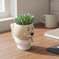 Funny Toilet Planter Cute Toilet Plant Pot Stress Relief Home Decor Easy to Clean for Office