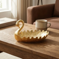 Metal Swan Tray Decorative Swan Serving Dish Sculptural Tabletop for Hosts, Home Decor, Coffee Table, Dining Room
