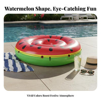 Giant Watermelon Watery Retreat Fruit-Themed Design Watermelon Water Lounger Thickened PVC Material 2 Person Inflatable Lounger for Adults, Couples