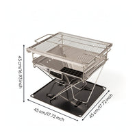 Stainless Steel Foldable Grill with Carry Bag Compact Folding Charcoal Barbecue Outdoor Portable Barbecue Grill Heavy-Duty for Campers, Backpackers, Tailgaters, Camping, Picnics, Backyard, Beach