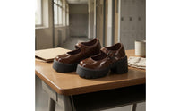 School Shoes Buckle Strap Elevated Sole Doll Shoes Rounded Toe