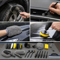 23-Piece Car Cleaning and Polishing Kit with Drill Brushes and Waxing Pads