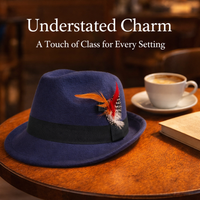 Fedora Hat for Men and Women with Colorful Feather Band, Classic Trilby Style for Wedding Guest and Parties, Lightweight Polyester Felt