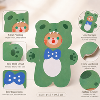 Cute Bear Birthday Greeting Card Ins Style Student DIY Thank You Message Postcard for Girls