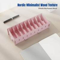 Wooden Business Card Holder, Creative Multitier Organizer, Geometric Desk Storage Box for Office, Home, Bank Card, IC Card