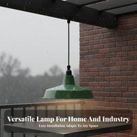 Waterproof Green Enamel Barn Light Dustproof Green Metal Shade Light Easy Installation for Outdoor, Workshop, Restaurant